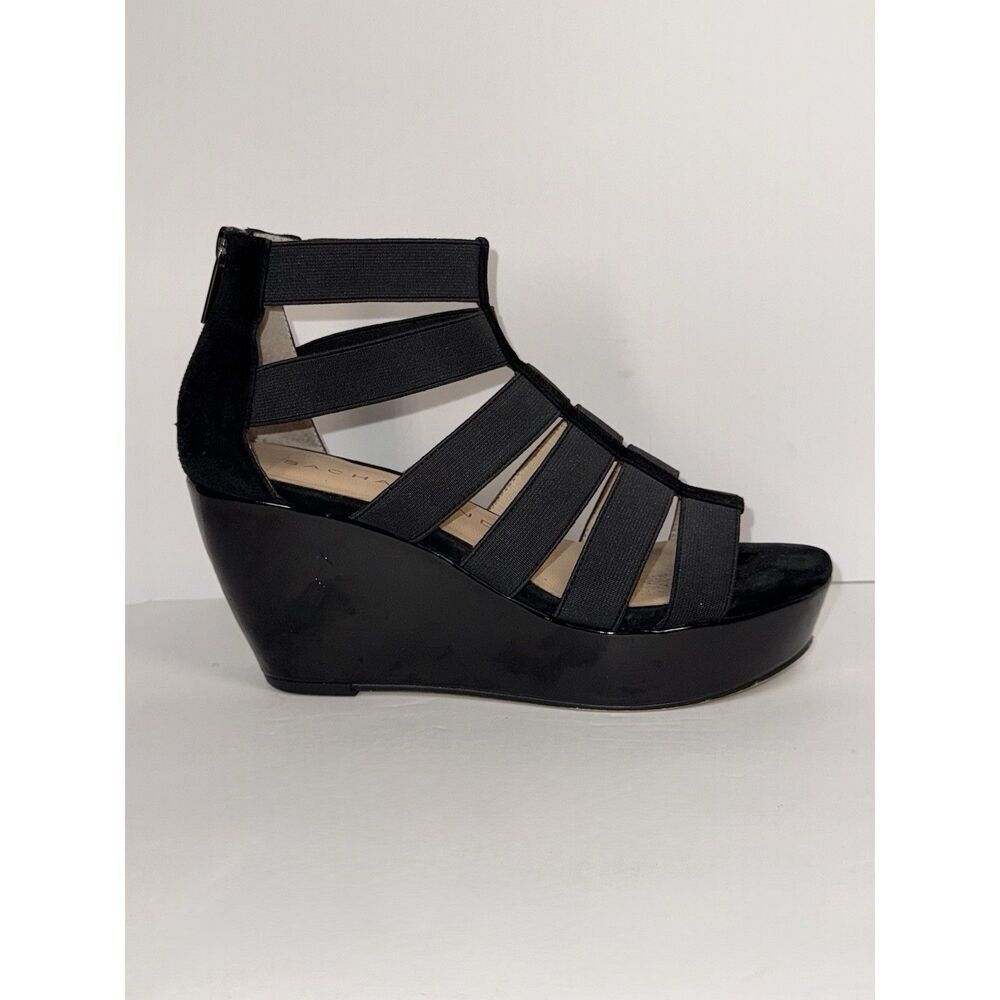 Sacha London Omega Wedge Strappy Sandal Elastic Black Patent Leather Classic 7.5 - Picture 12 of 14